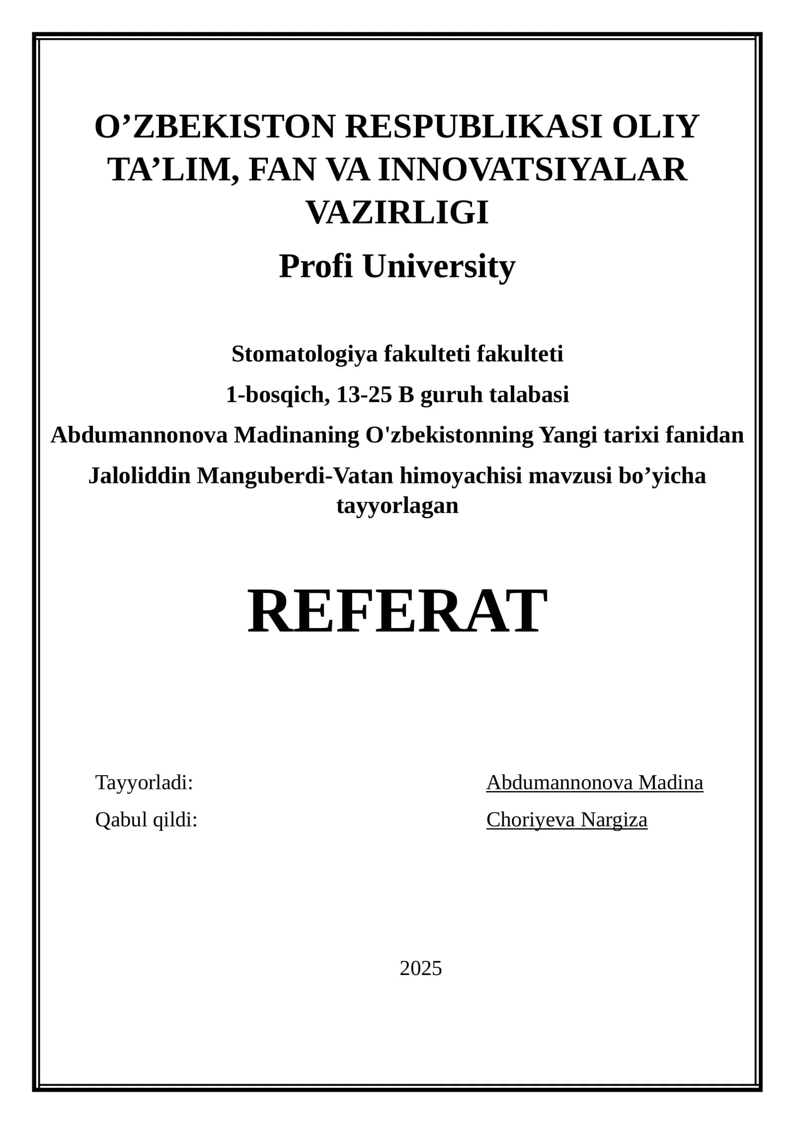 REFERAT Abdumannonova Madina