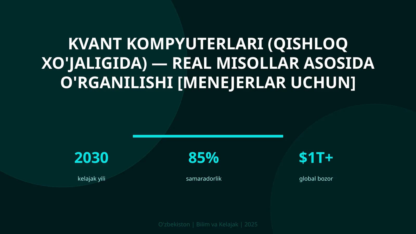 KVANT KOMPYUTERLARI (QISHLOQ XO'JALIGIDA) — REAL MISOLLAR ASOSIDA O'RGANILISHI [MENEJERLAR UCHUN]