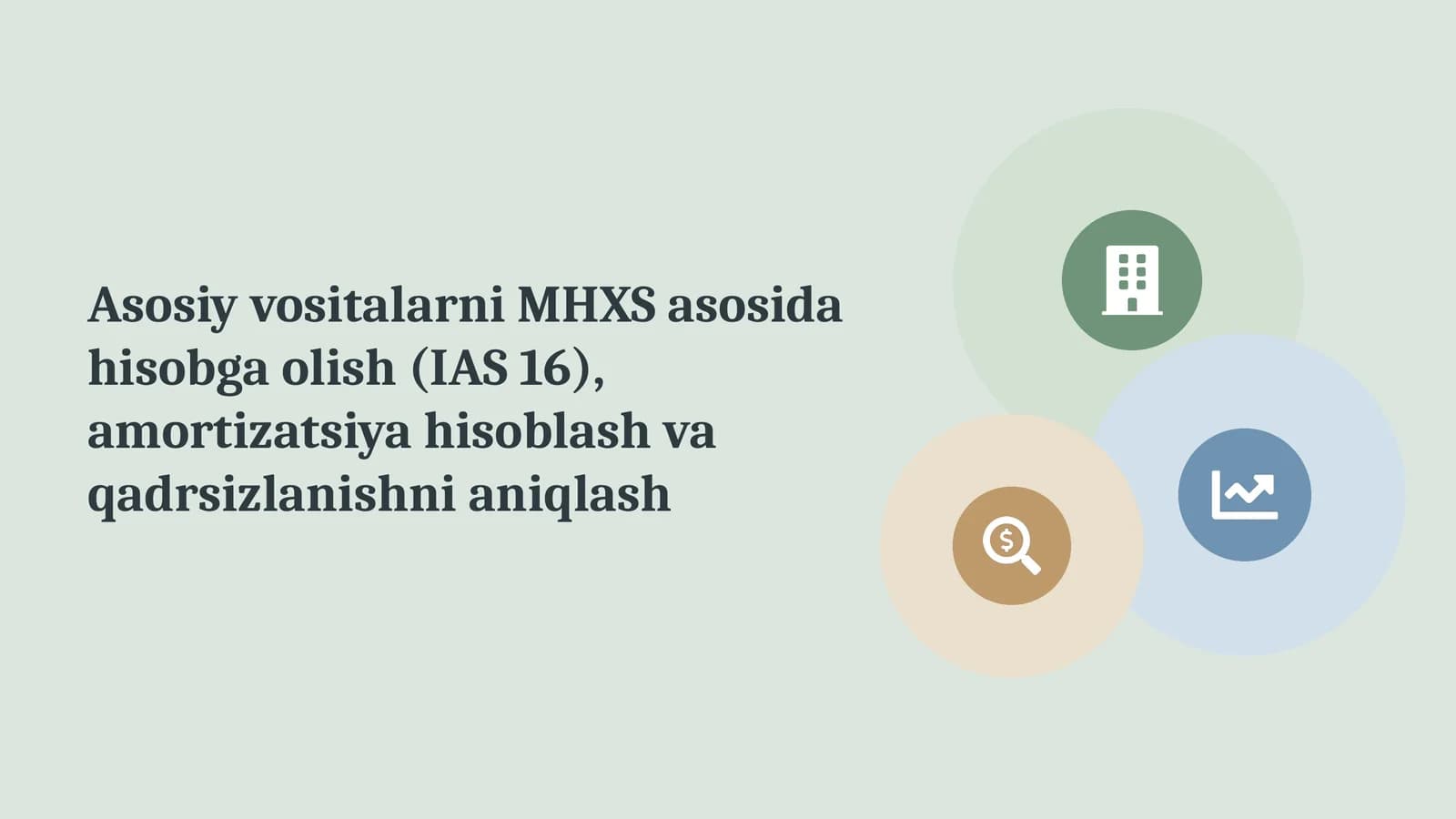 Asosiy vositalarni MHXS asosida hisobga olish (IAS 16), amortizatsiya hisoblash va qadrsizlanishni aniqlash