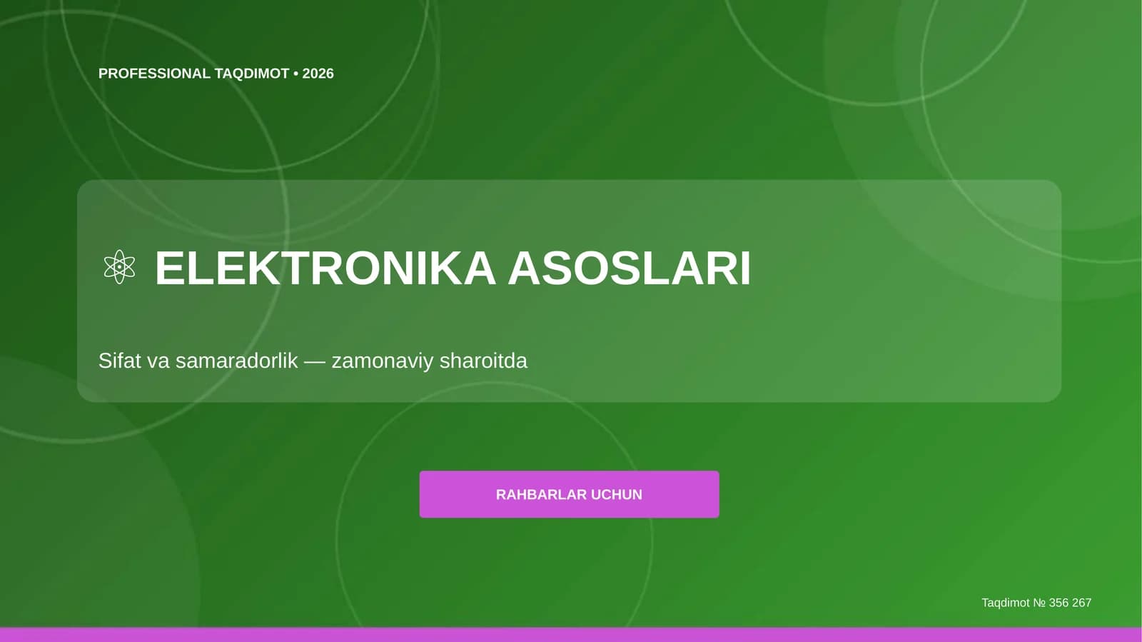 Elektronika asoslari: sifat va samaradorlik