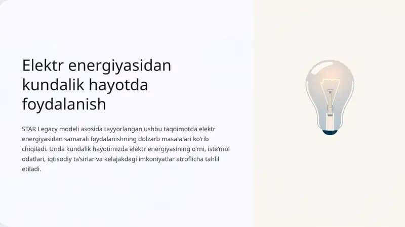Elektr energiyasidan kundalik hayotda foydalanish