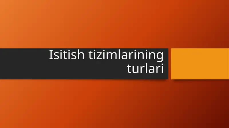 Isitish tizimlarining turlari