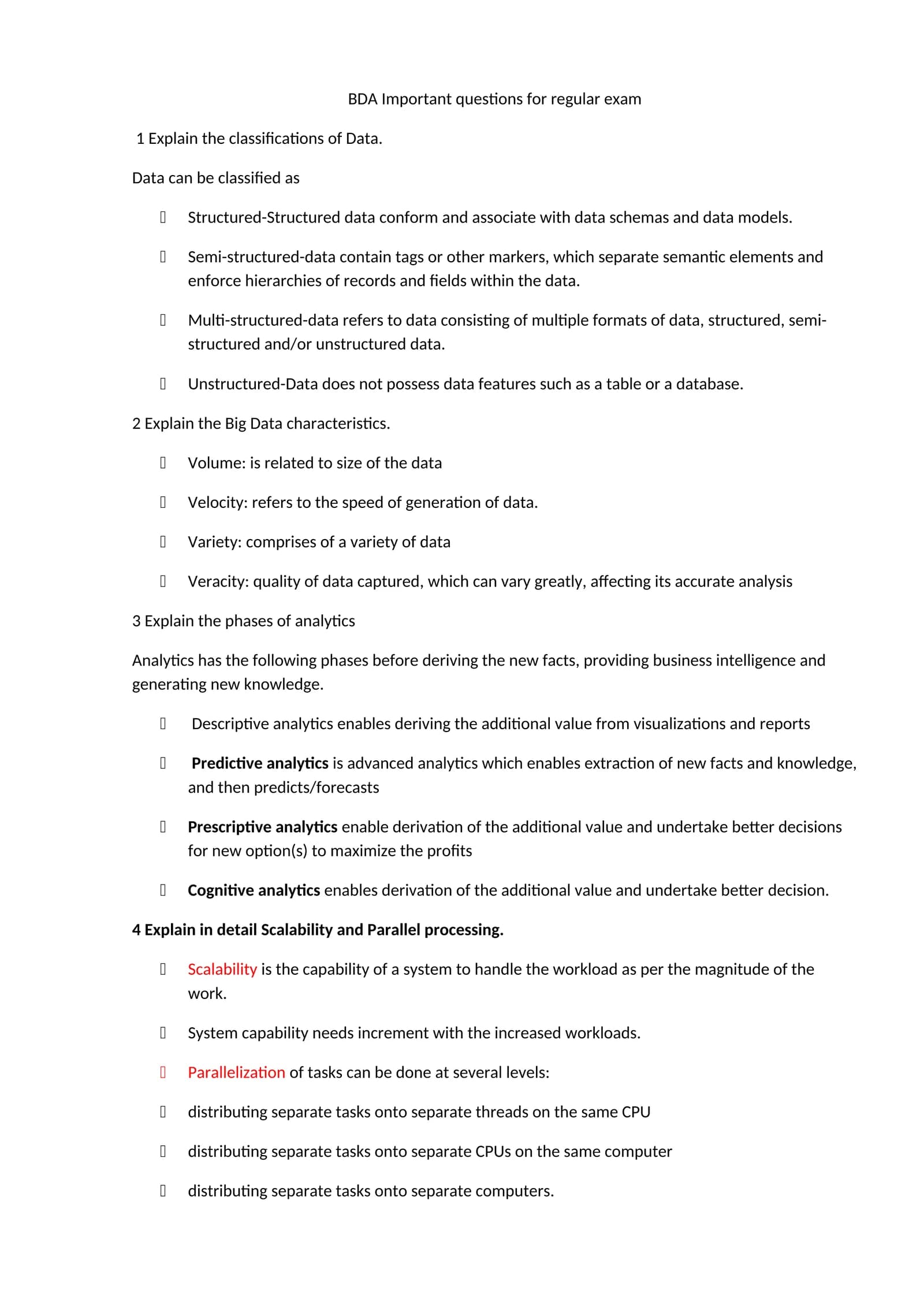BDA Important questions for regular exam