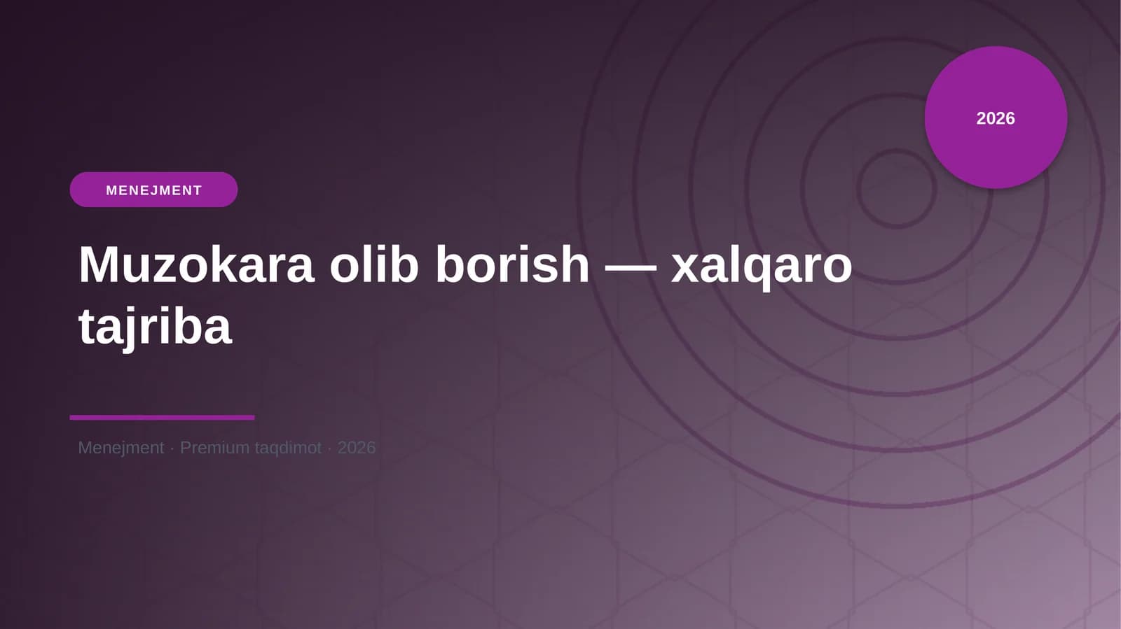 Muzokara olib borish — xalqaro tajriba