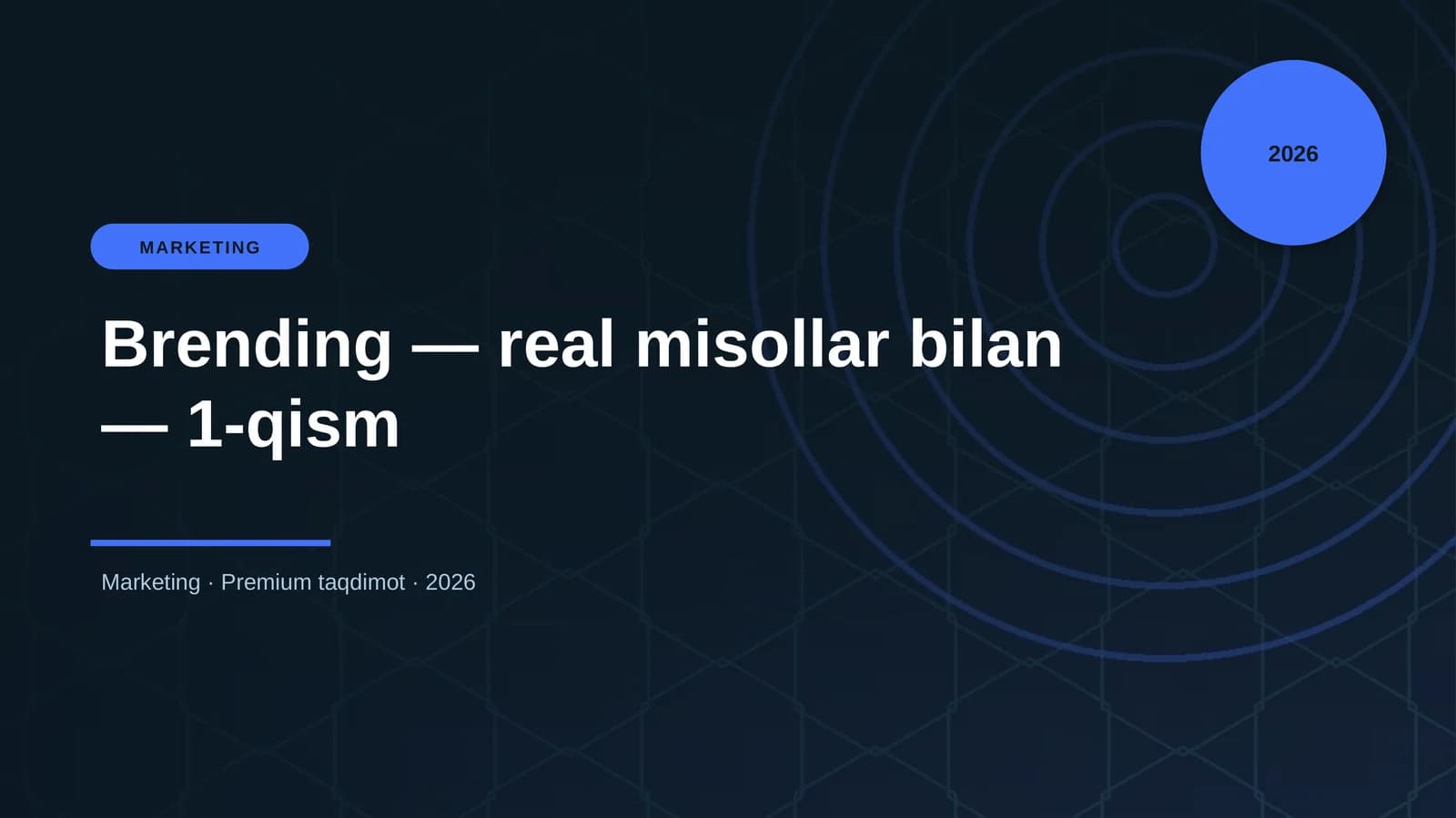 Brending — real misollar bilan — 1-qism