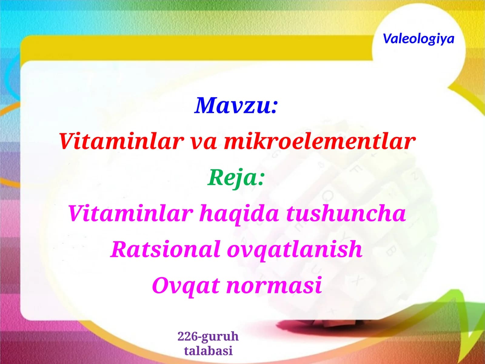 Vitaminlar va Mikroelementlar