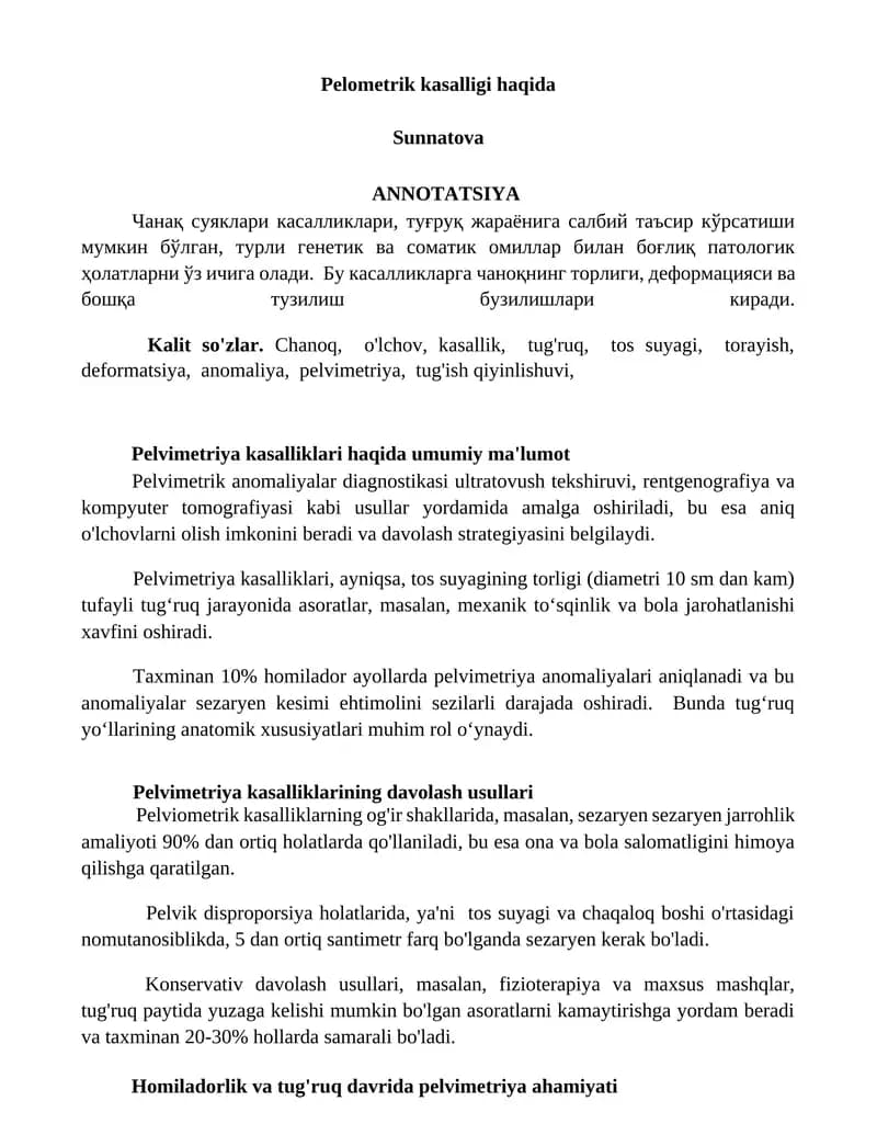 Pelometrik kasalligi haqida