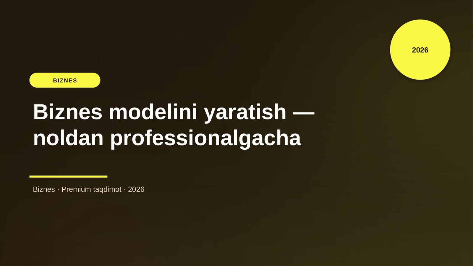 Biznes modelini yaratish — noldan professionalgacha