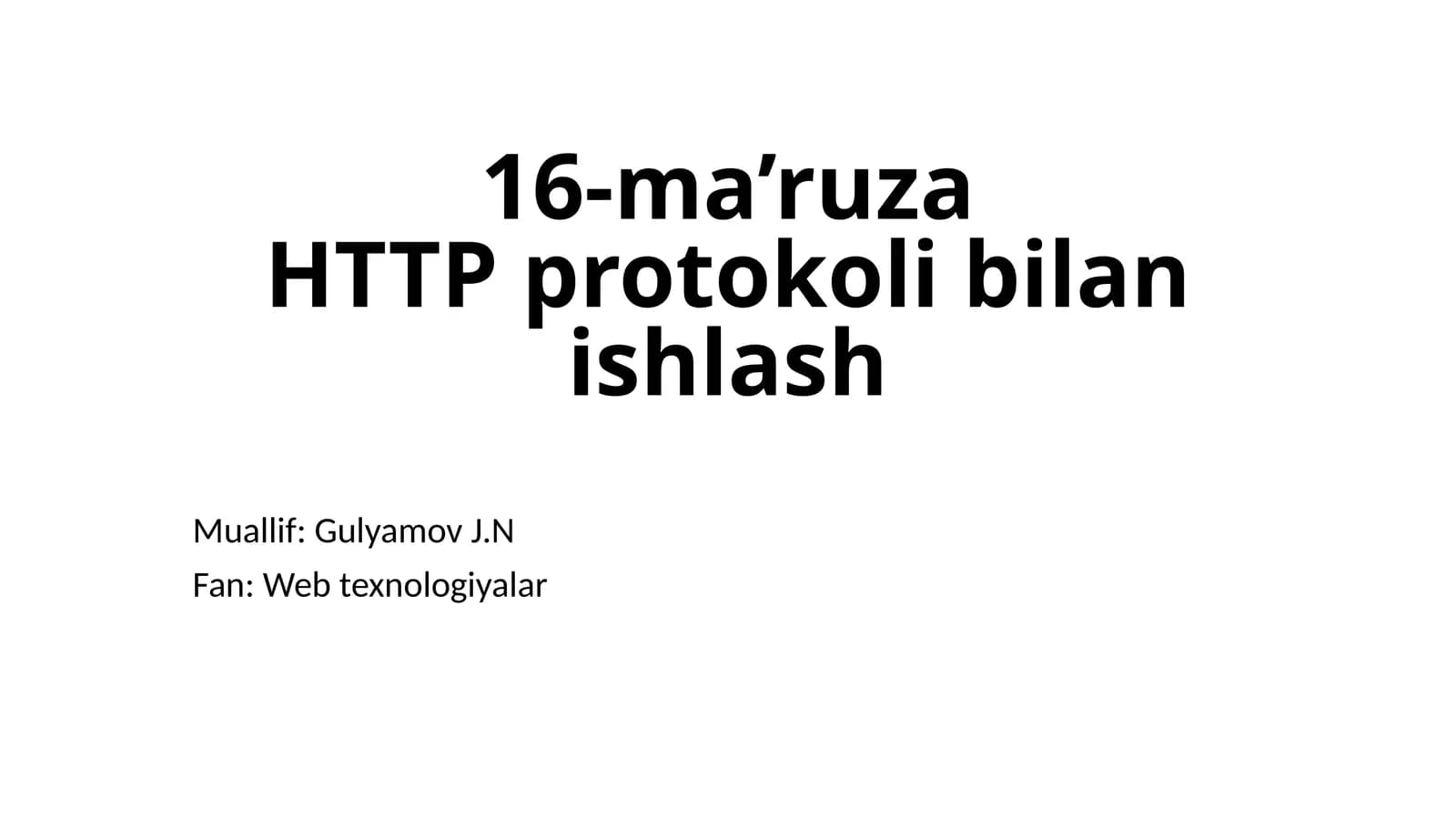 HTTP protokoli bilan ishlash