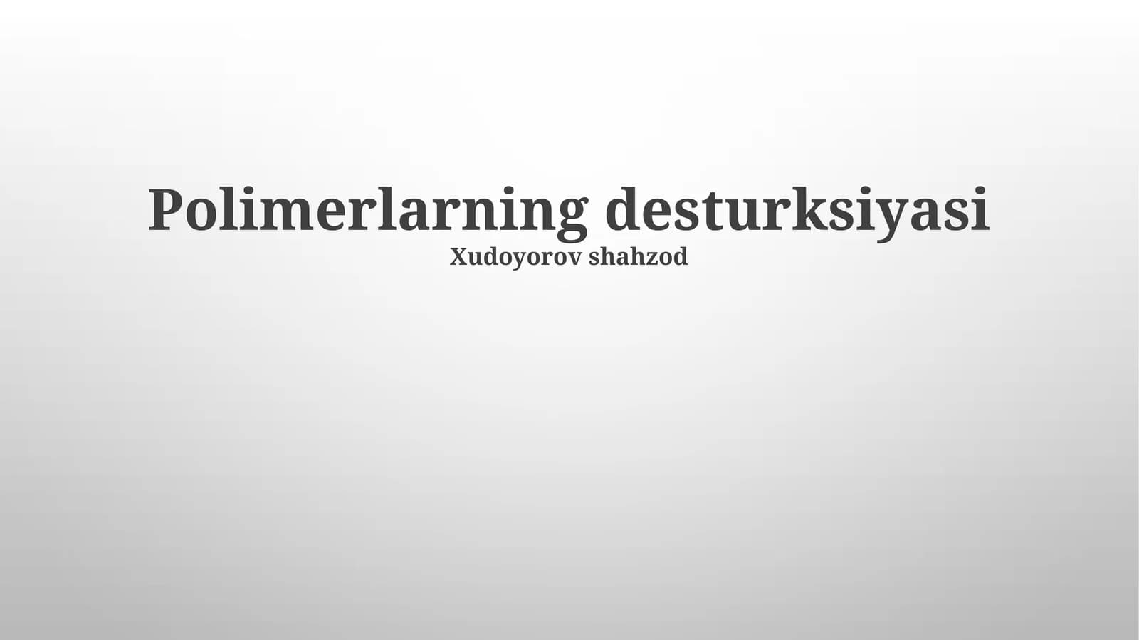 Polimerlarning Degradasiya Turlari