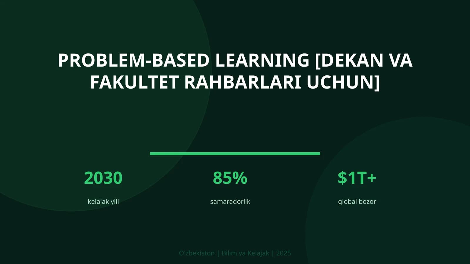 Problem-based learning [dekan va fakultet rahbarlari uchun]