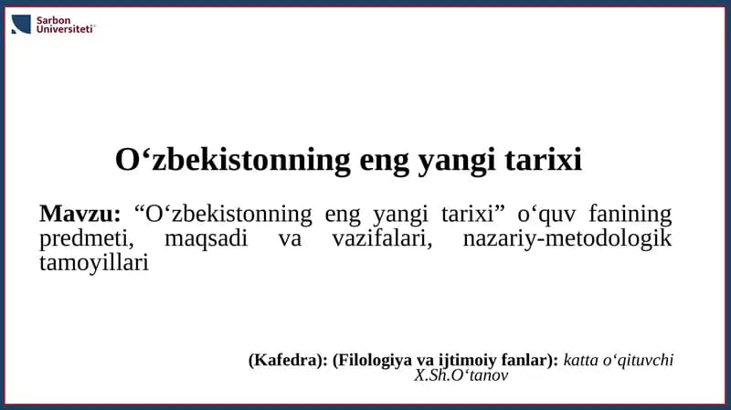 O‘zbekistonning eng yangi tarixi