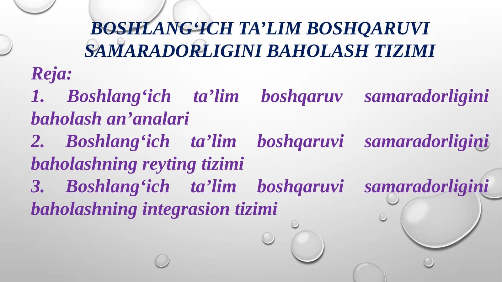 Boshlang‘ICH TA’LIM BOSHQARUVI SAMARADORLIGINI BAHOLASH TIZIMI