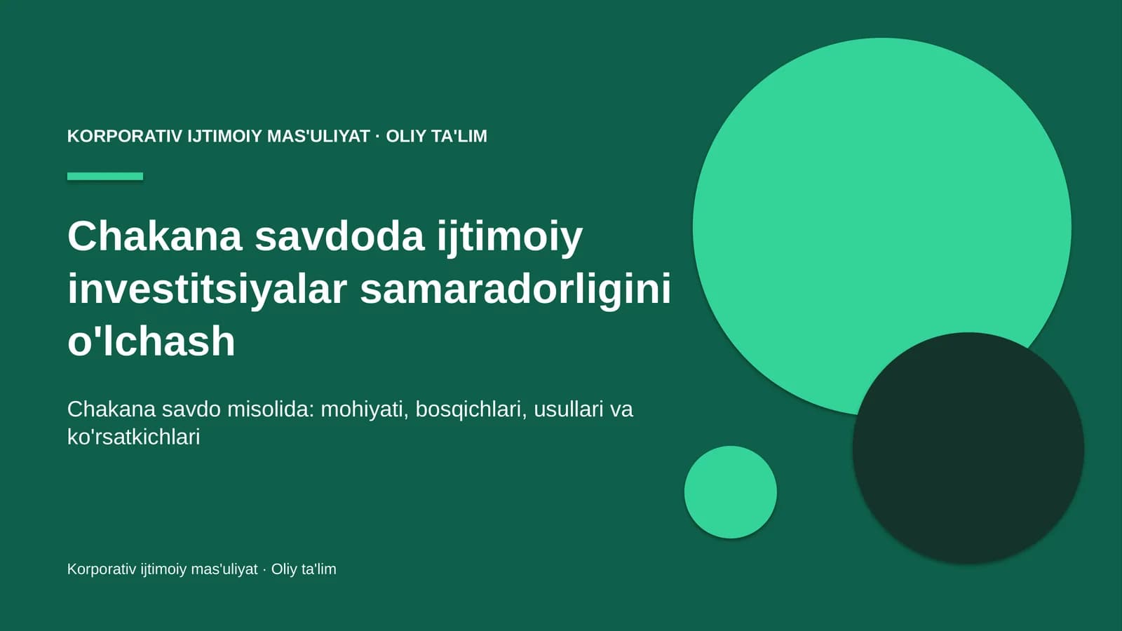 chakana savdoda ijtimoiy investitsiyalar samaradorligini o'lchash 3588