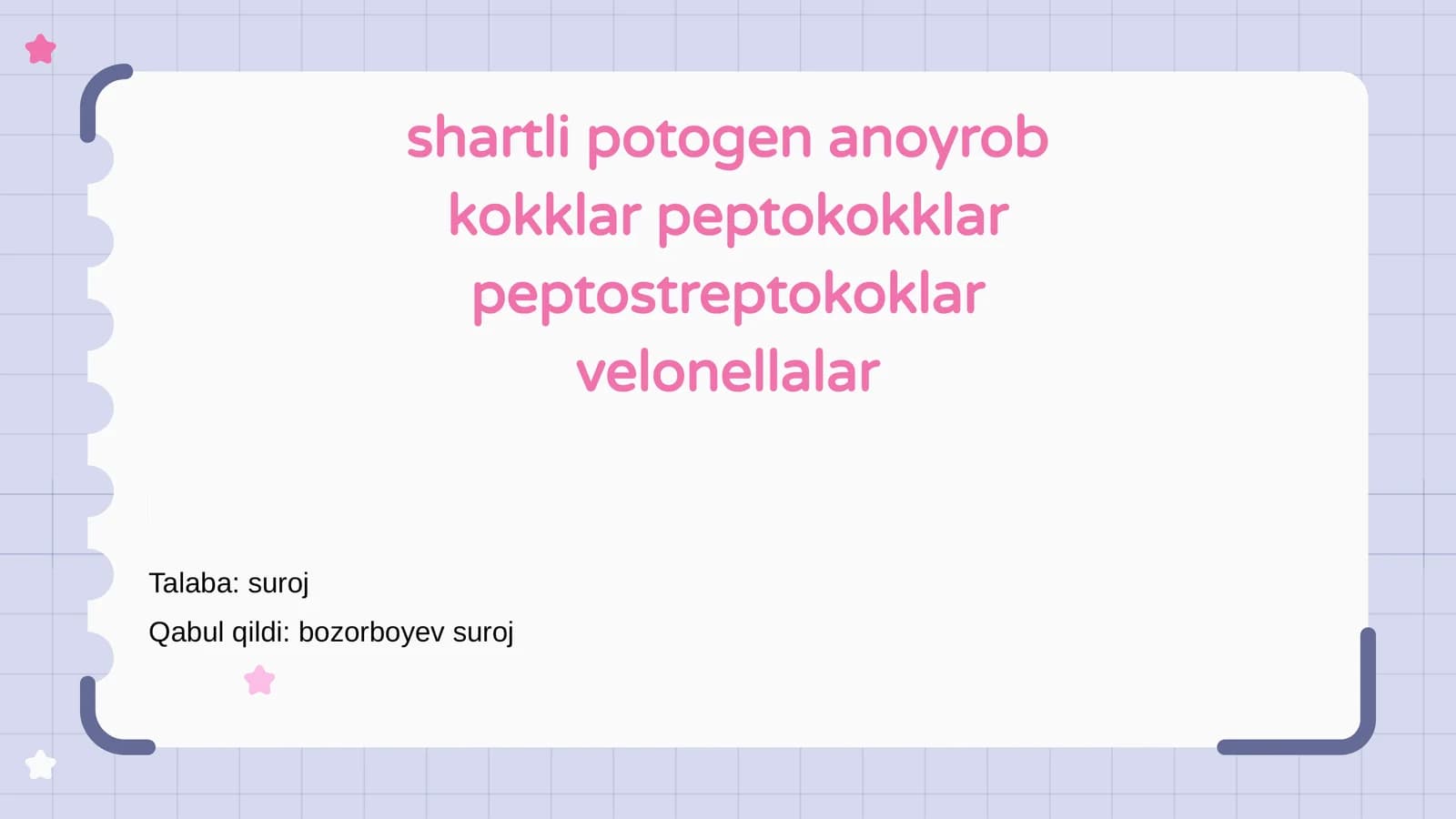 Shartli patogen anaerob kokklarning umumiy ko'rinishi