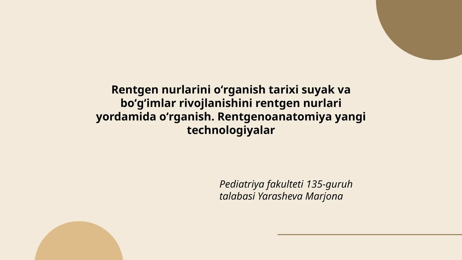 Rentgen nurlarini oʻrganish tarixi suyak va boʻgʻimlar rivojlanishini rentgen nurlari yordamida oʻrganish