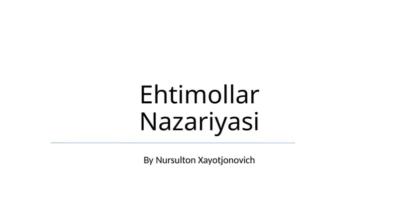 Ehtimollar Nazariyasi