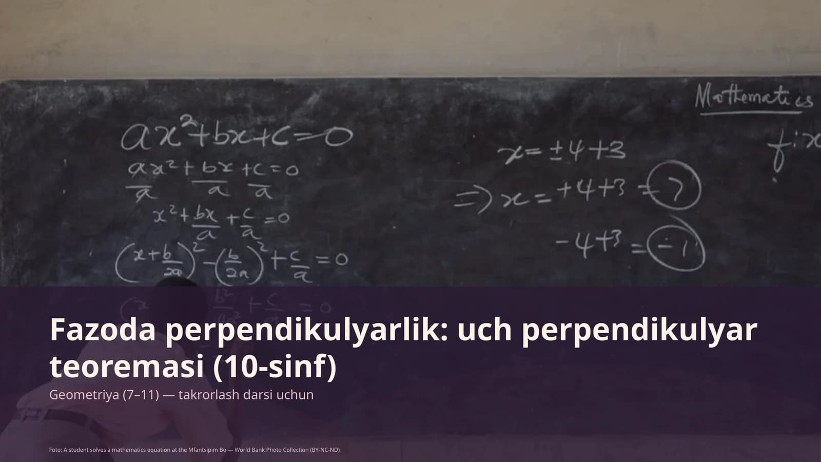 Fazoda perpendikulyarlik: uch perpendikulyar teoremasi (10-sinf)