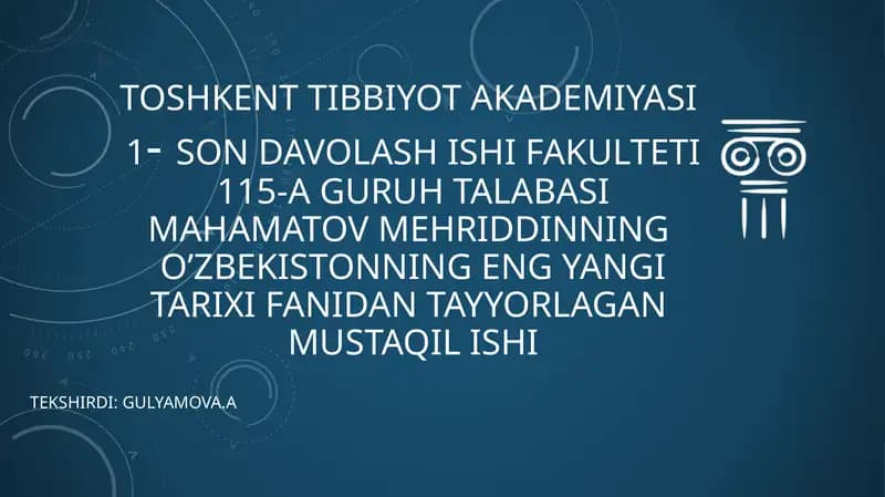 Mustaqil O‘zbekiston Respublikasining tashkil topishi