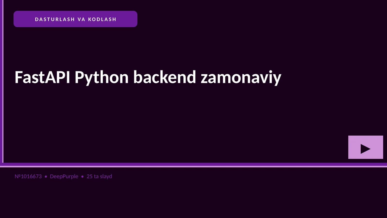 FastAPI Python backend zamonaviy