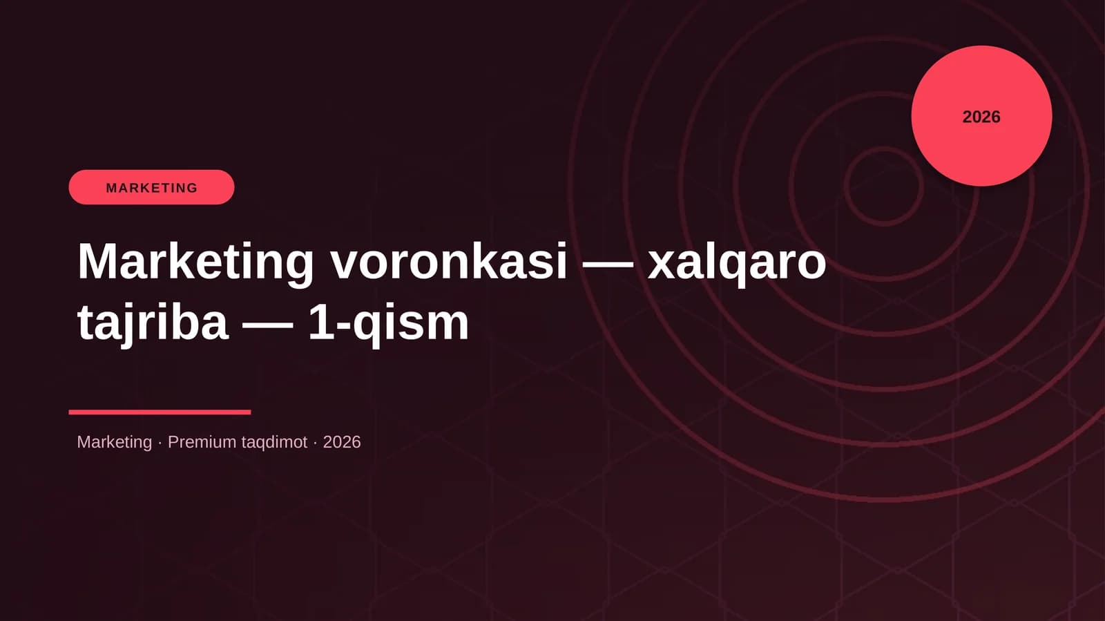 Marketing voronkasi — xalqaro tajriba — 1-qism