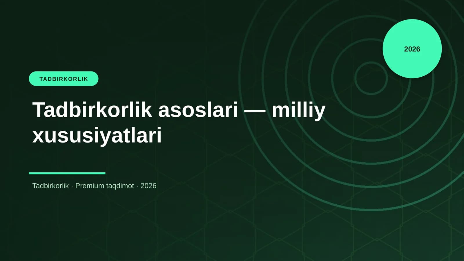 Tadbirkorlik asoslari — milliy xususiyatlari