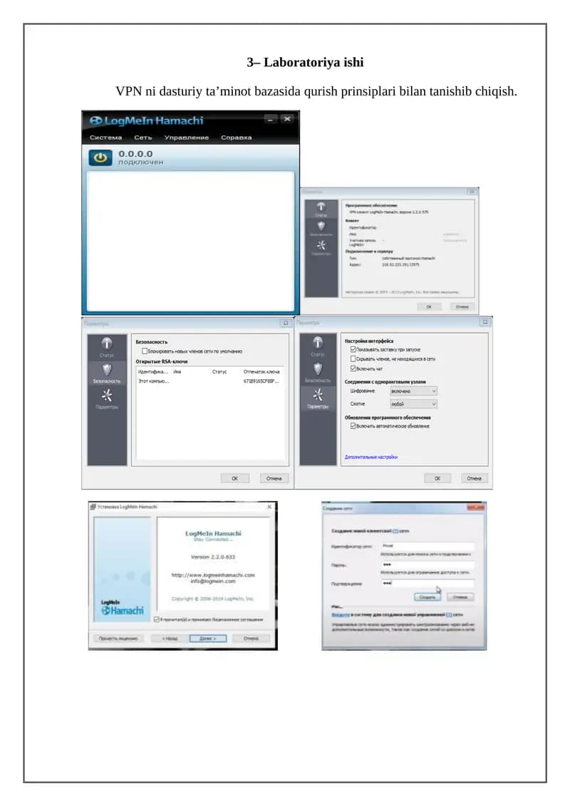 VPN ni dasturiy ta’minot bazasida qurish prinsiplari bilan tanishib chiqish.