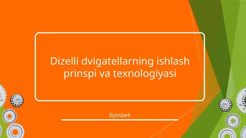 Dizelli dvigatellarning ishlash prinspi va texnologiyasi