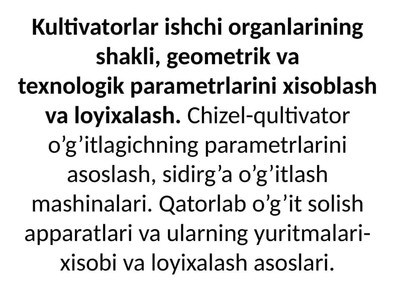 Kultivatorlarishchiorganlarini