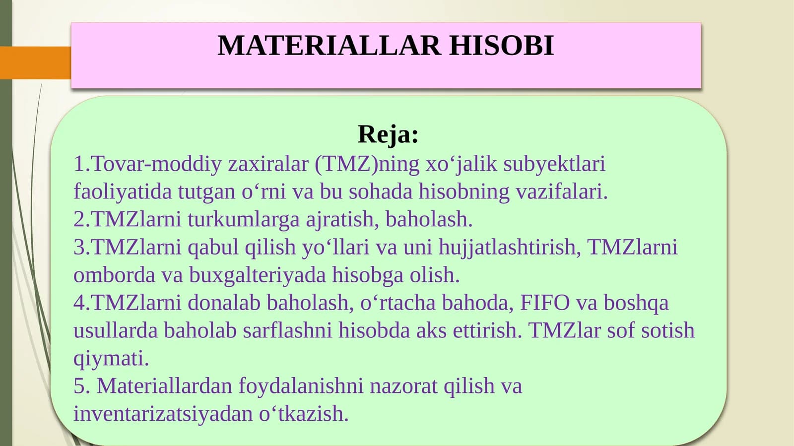 Materiallar hisobi