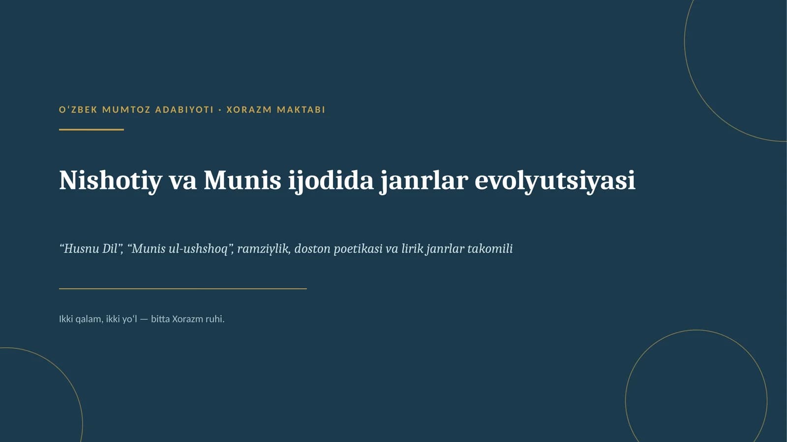 Nishotiy va Munis ijodida janrlar evolyutsiyasi