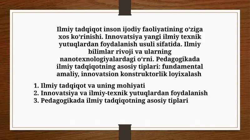 Ilmiy tadqiqot va uning mohiyati