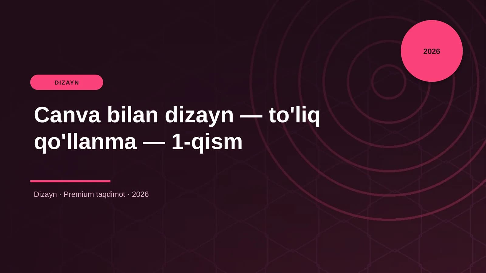 Canva bilan dizayn — to'liq qo'llanma — 1-qism