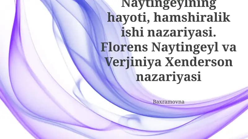 Florens Naytingeylning hayoti, hamshiralik ishi nazariyasi