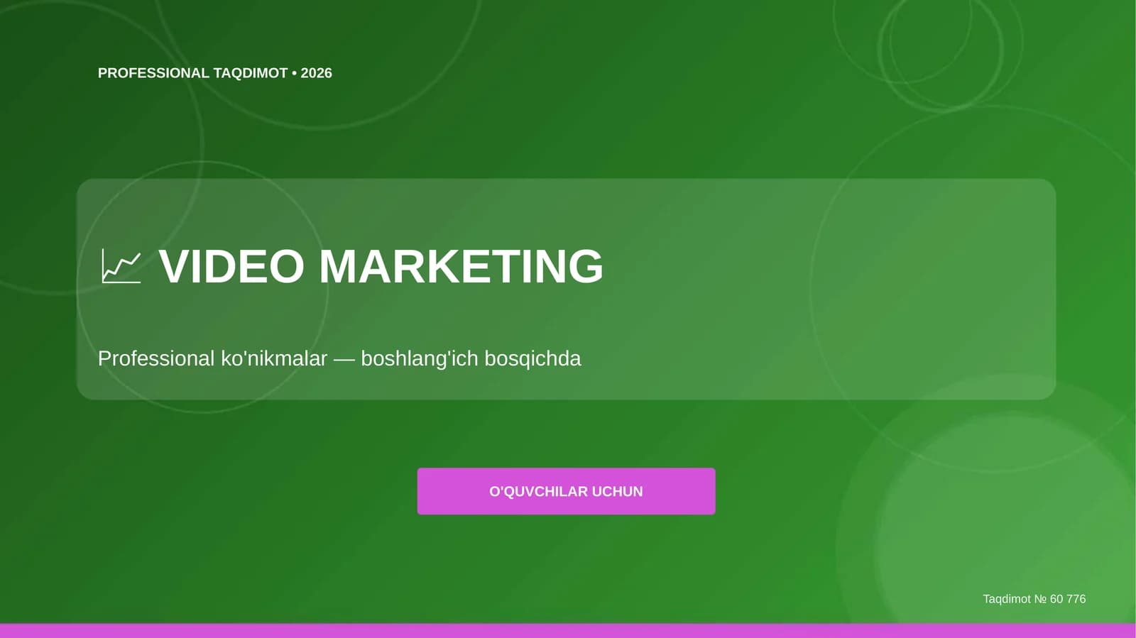 Video marketing: professional ko'nikmalar (boshlang'ich bosqichda)