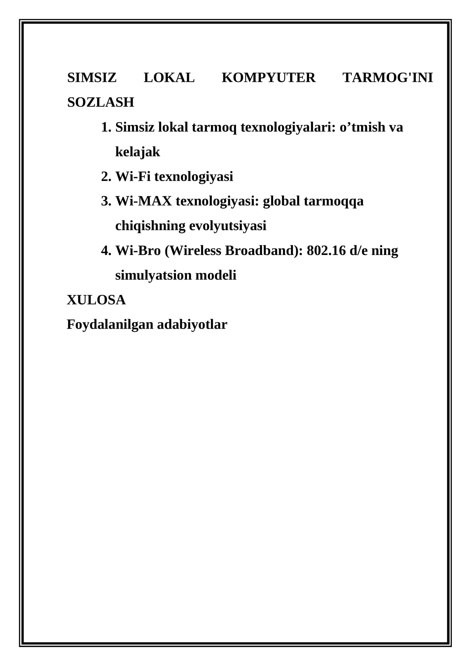 Simsiz lokal kompyuter tarmoqini sozlash