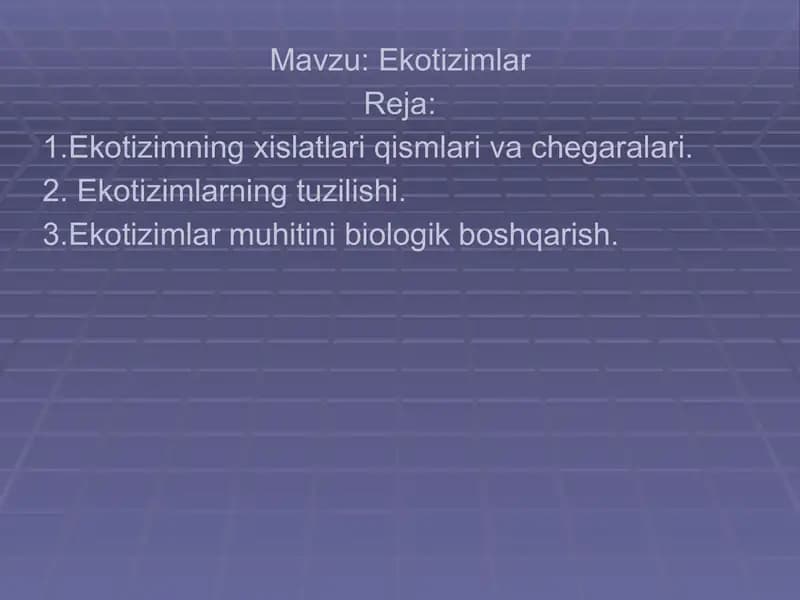 Ekotizimlar