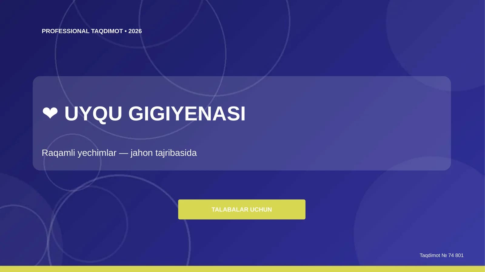 Uyqu gigiyenasi: raqamli yechimlar (jahon tajribasida) [talabalar uchun]