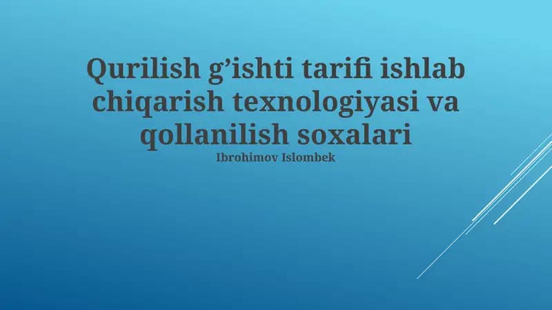 G'isht ishlab chiqarish texnologiyasi