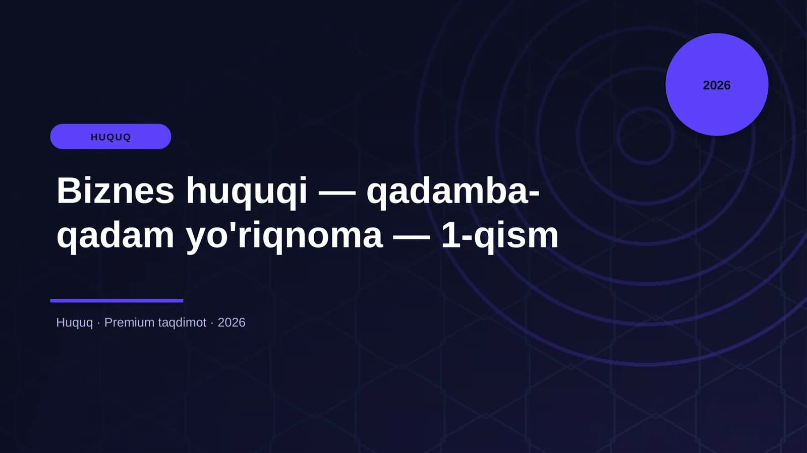 Biznes huquqi — qadamba-qadam yo'riqnoma — 1-qism