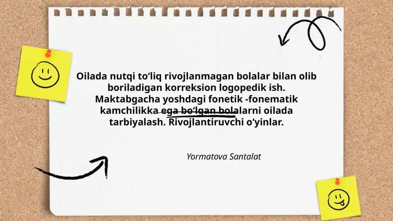 Oilada nutqi toʻliq rivojlanmagan bolalar bilan olib boriladigan korreksion logopedik ish