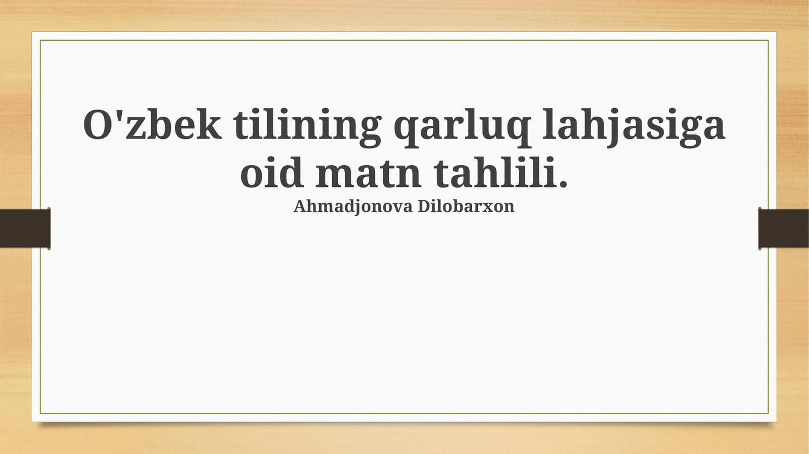 Karlukcha Tilining Umumiy Tavsifi