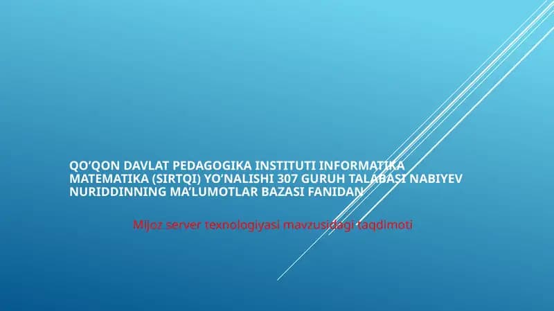 Mijoz-Server texnologiyasi