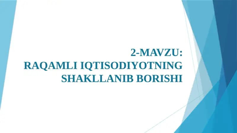 RAQAMLI IQTISODIYOTNING SHAKLLANIB BORISHI