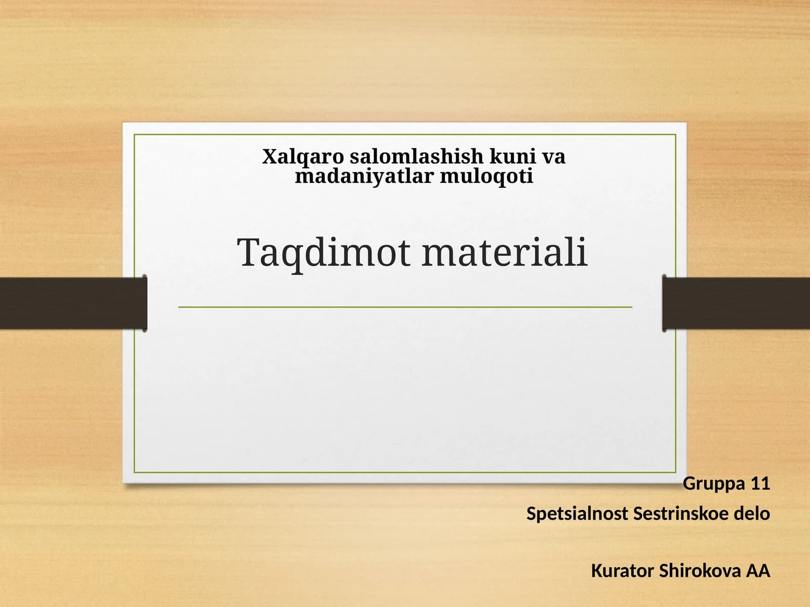 Xalqaro salomlashish kuni va madaniyatlar muloqoti