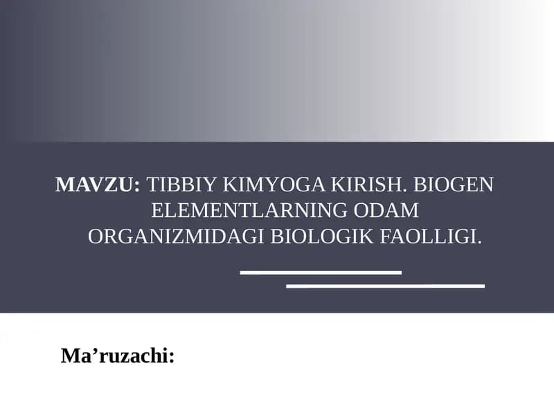 Tibbiy Kimyoga