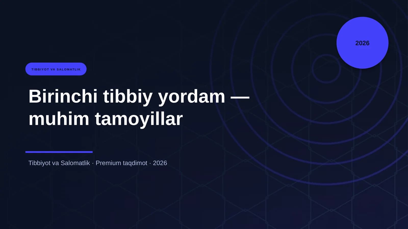 Birinchi tibbiy yordam — muhim tamoyillar