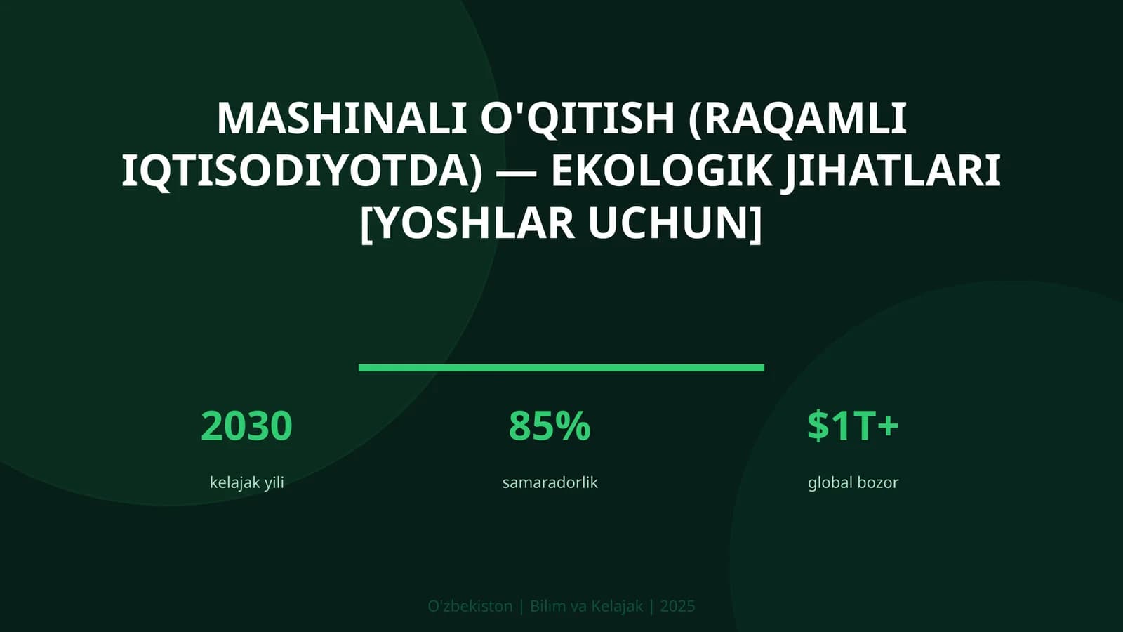 Mashinali o'qitish (raqamli iqtisodiyotda) — ekologik jihatlari [yoshlar uchun]