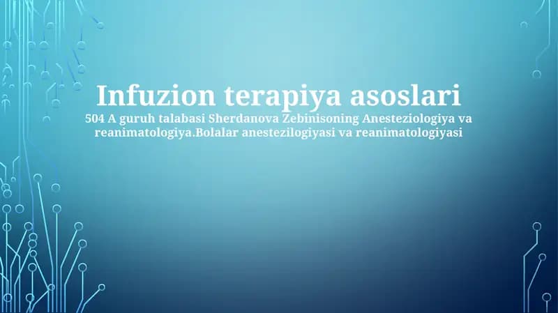 Infuzion terapiya asoslari