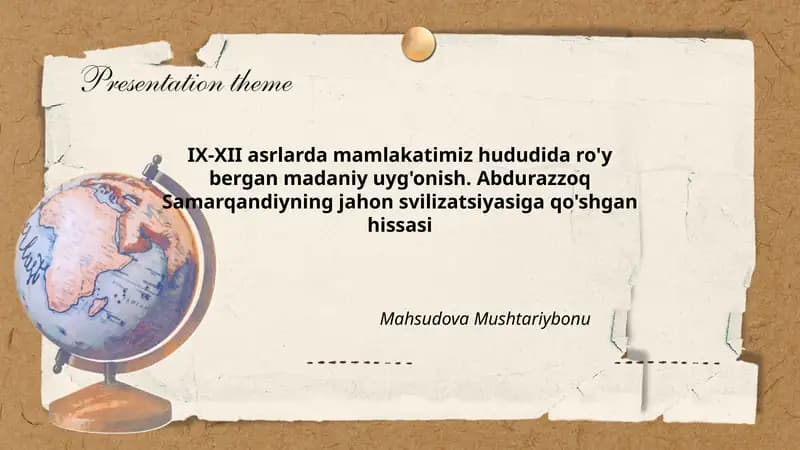 IX-XII asrlarda mamlakatimiz hududida ro'y bergan madaniy uyg'onish